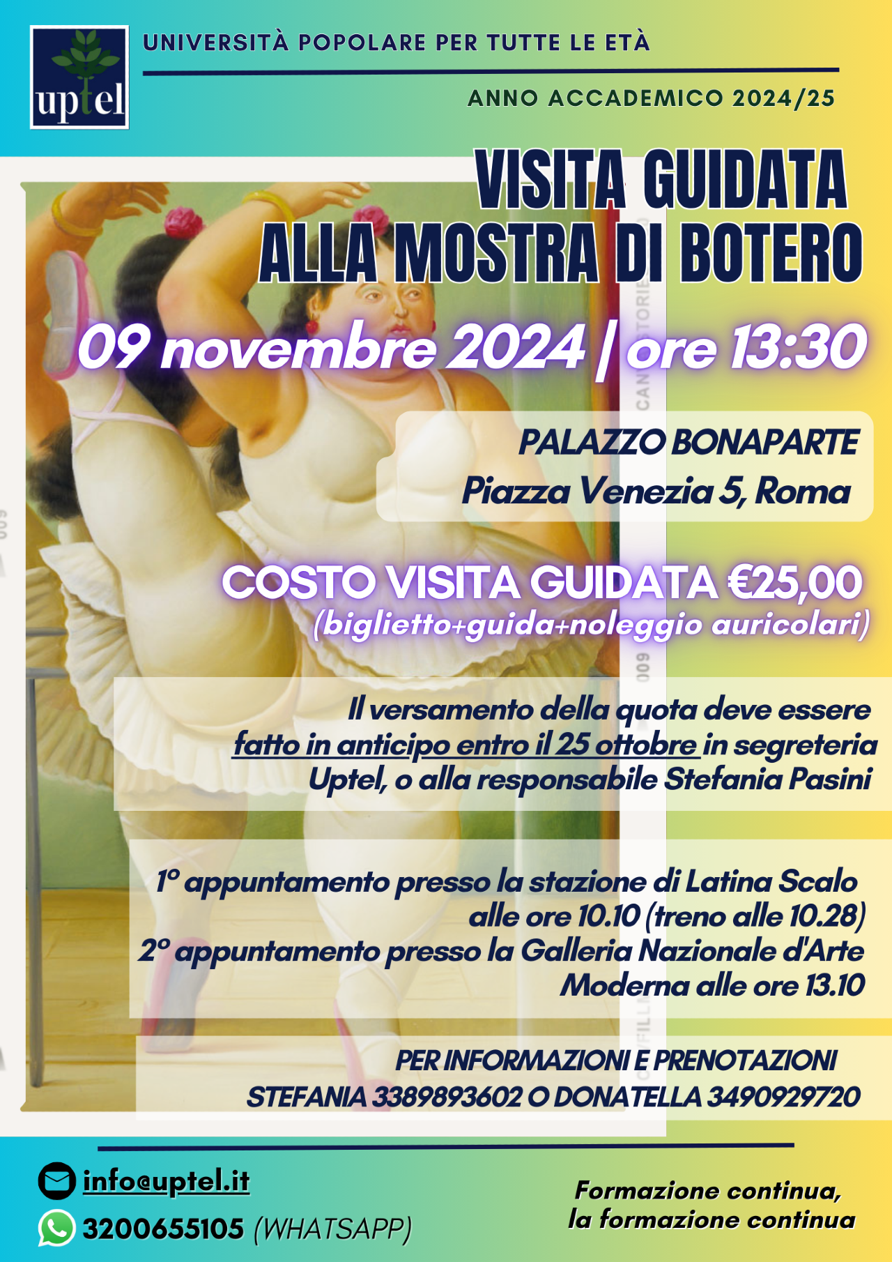 Prenotazione visita guidata alla mostra di Botero – 09 novembre2024