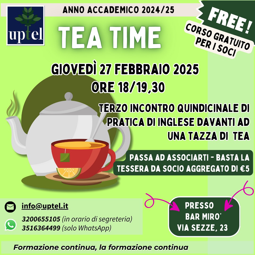 Tea time! – Terzo incontro di conversazione Inglese